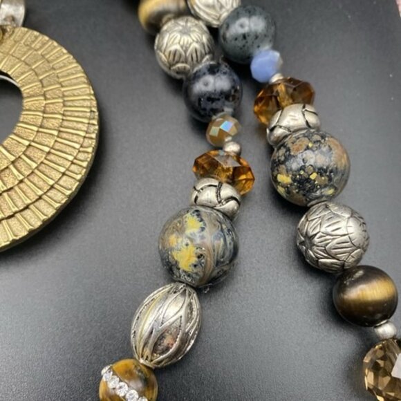 Premier Designs Necklace Bracelet Set Top Notch Pendant Reversible Gold Silver - Picture 7 of 16